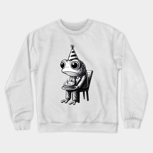 Sad frog Happy birthday Crewneck Sweatshirt by beangeerie